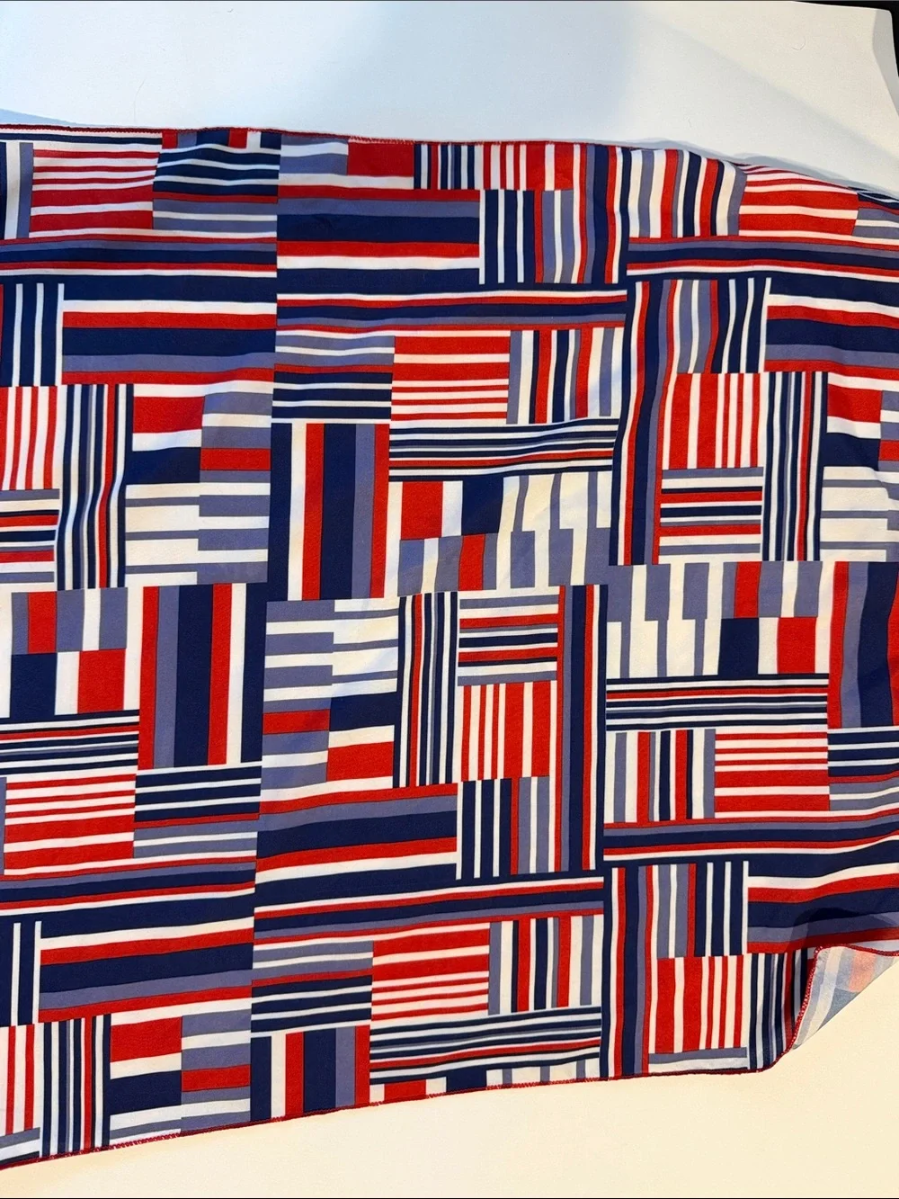 Blue, Red & White Striped Geometric head scarf